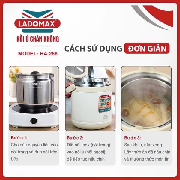 Nồi ủ chân không Ladomax HA-286 | Dung tích 6 Lít 3
