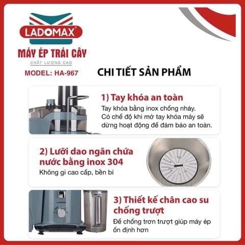 Máy ép trái cây cao cấp công suất lớn Ladomax HA-967