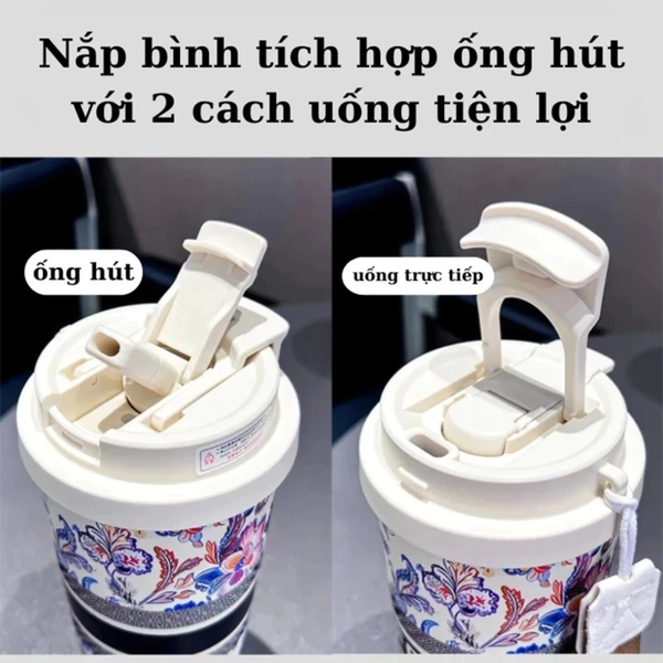 Ly giữ nhiệt hoa văn - Dung tích 500ml