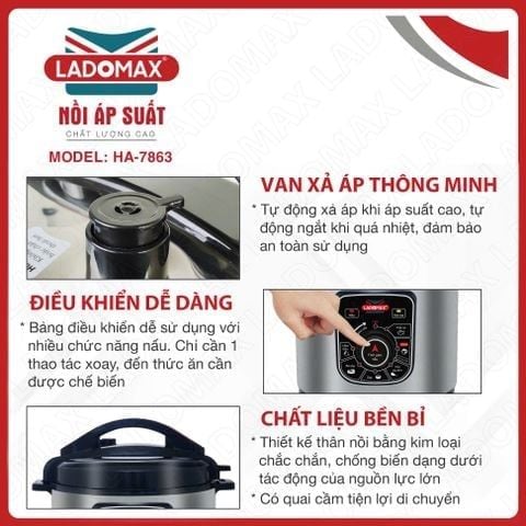 Nồi áp suất Ladomax HA-7863 6 Lít 1000W