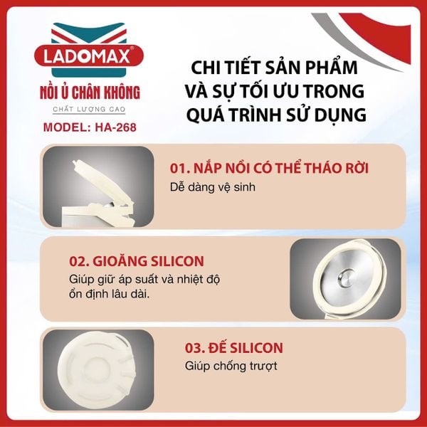 Nồi ủ chân không Ladomax HA-286 | Dung tích 6 Lít 3