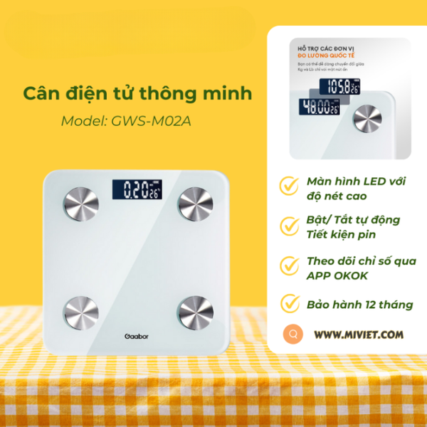 Cân điện tử sức khỏe thông minh Gaabor GWS-M02A