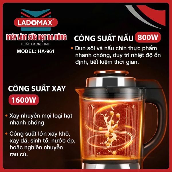 Máy làm sữa hạt đa năng Ladomax HA-961