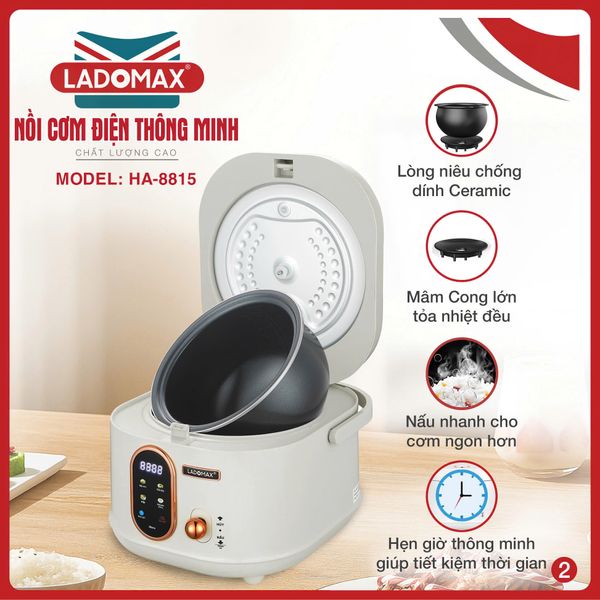 Nồi cơm điện xách tay thông minh HA8815_Lòng Gang | Dung tích 1 Lít 5