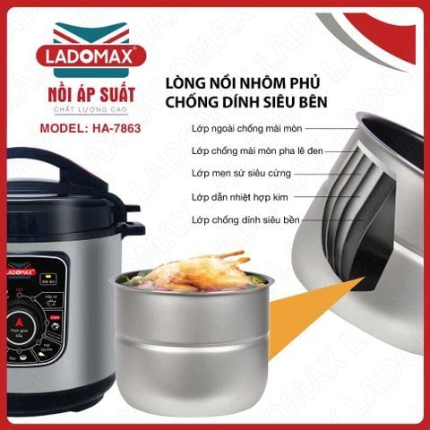 Nồi áp suất Ladomax HA-7863 6 Lít 1000W