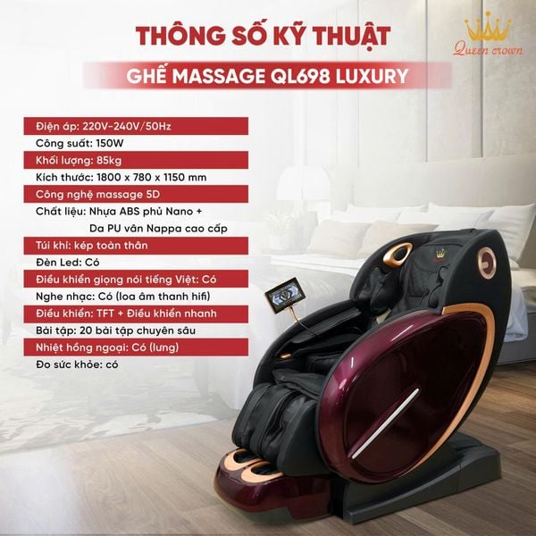 Ghế Massage Queen Crown QL698 Luxury