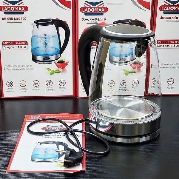 Ấm đun thuỷ tinh cao cấp Ladomax HA-880