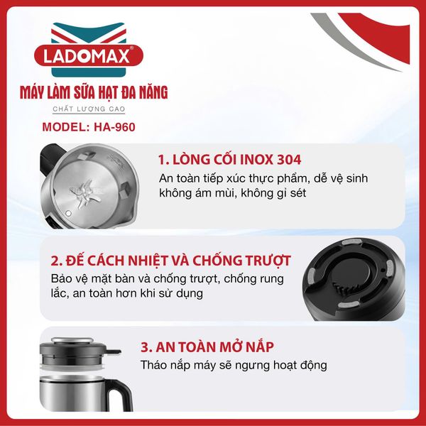 Máy làm sữa hạt đa năng Ladomax HA-960