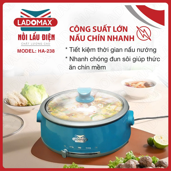 Nồi lẩu điện 4 lít Ladomax HA-238