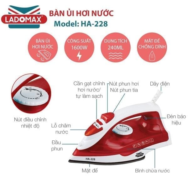 Bàn ủi hơi nước LADOMAX HA-228