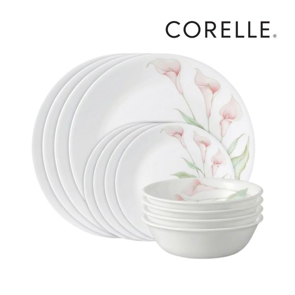 SET 12 cái 4 người – Tô chén dĩa thủy tinh CORELLE LilyVille (LV) - C6-12-LV