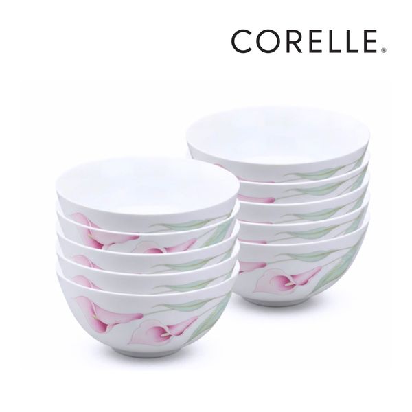 Bộ 10 Chén cơm có chân Corelle 409-LV-LP, hoa văn LilyVille