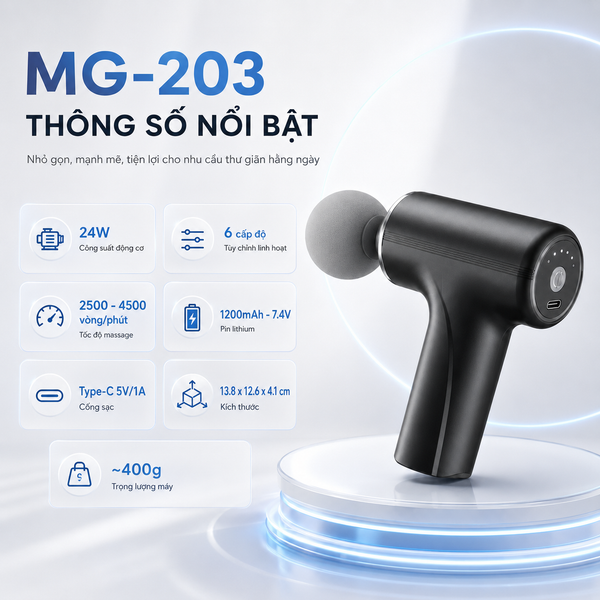 Máy massage cầm tay mini MG-203 24W 6 cấp độ