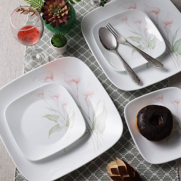 SET 16 cái 4 người – Tô chén dĩa thủy tinh CORELLE LilyVille (LV) - 16-LV