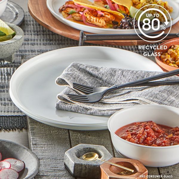 Bộ 10 Dĩa trung thủy tinh Corelle 108-N-LP, hoa văn Winter Frost White