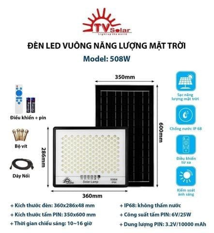 Đèn pha năng lượng mặt trời TV Solar 508W