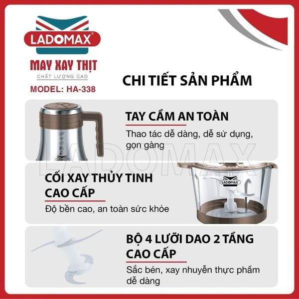 Máy xay thịt 2 Lít Ladomax HA-338
