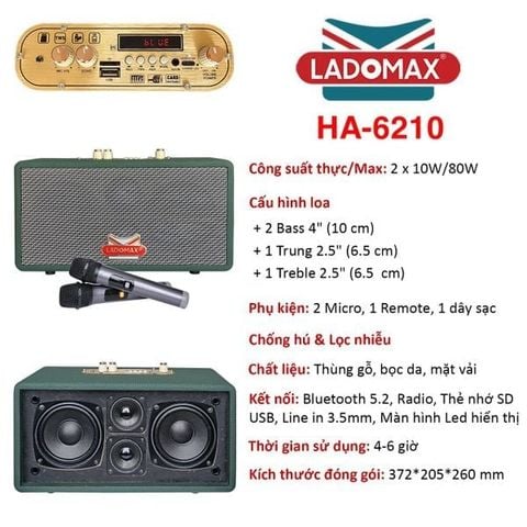 Loa Karaoke xách tay Cao Cấp Ladomax HA-6210