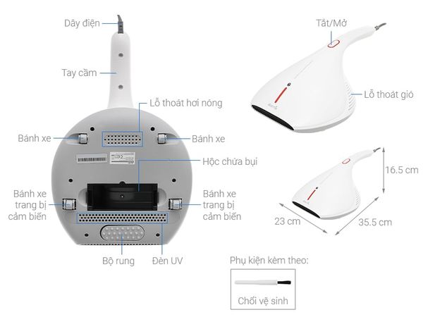 Máy hút bụi đệm giường DEERMA CM800