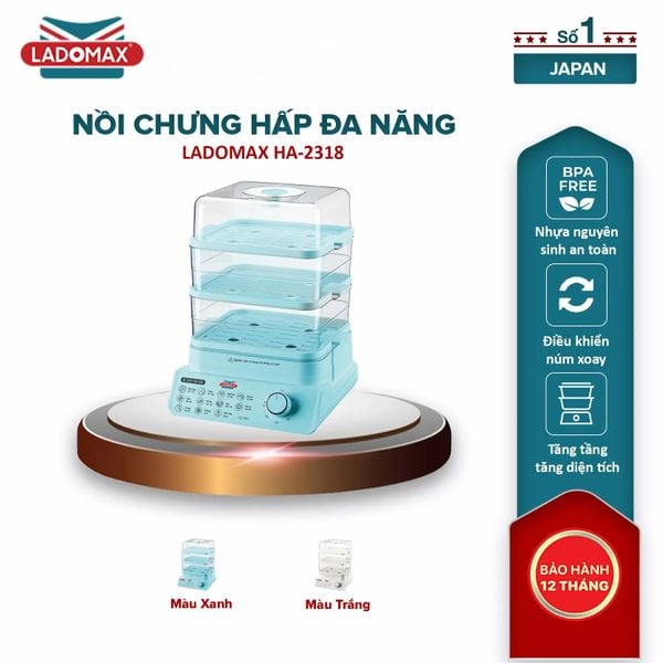 Nồi hấp 3 tầng đa năng Ladomax HA-2318