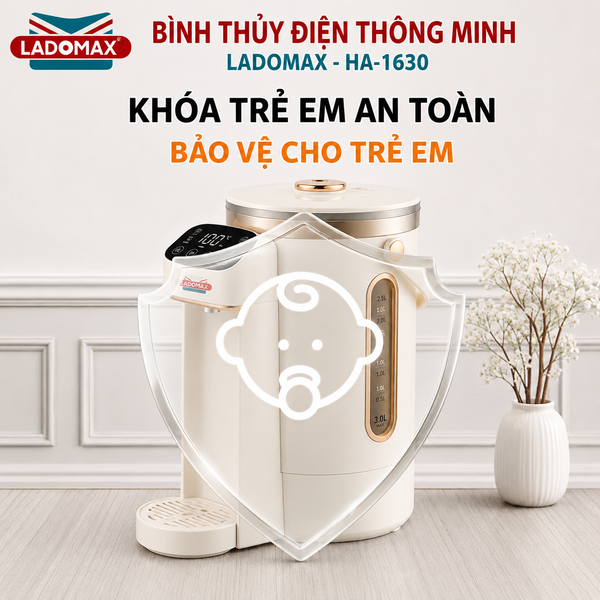 Bình nấu nước, giữ ấm 3 Lít Ladomax HA-1630
