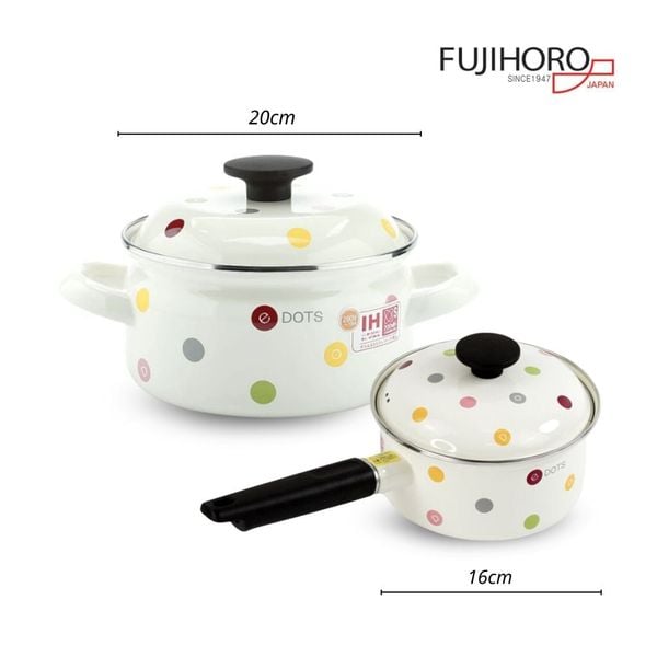 Nồi thép tráng men Nhật Fujihoro EDVC-20W 20cm /2.8L
