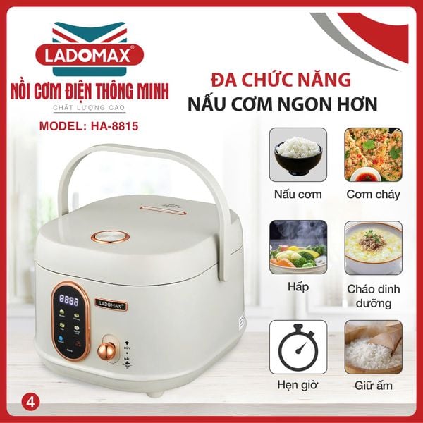 Nồi cơm điện xách tay thông minh HA8815_Lòng Gang | Dung tích 1 Lít 5