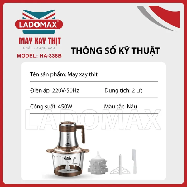 Máy xay thịt 2 Lít Ladomax HA-338