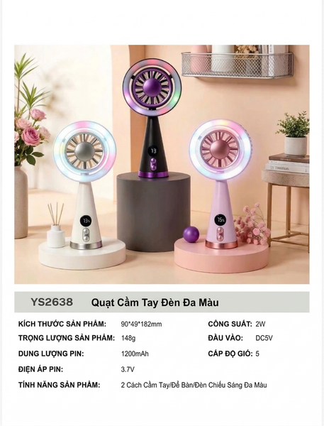 Quạt mini 1200mAh dùng pin sạc YS2638