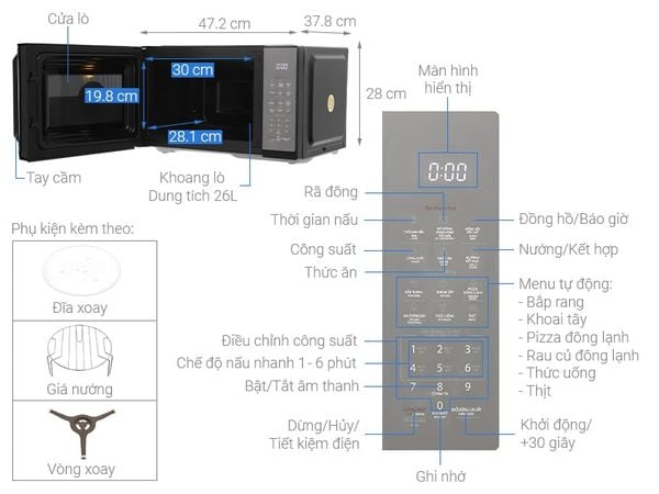 Lò vi sóng có nướng Toshiba MW3-EG26PE(BM)VN 26 lít