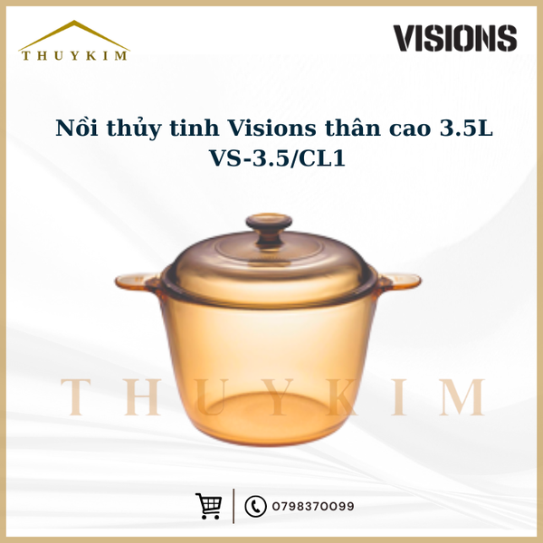 Nồi thủy tinh Visions thân cao 3.5L VS-3 1/2/CL1 (VS-3.5/CL1)