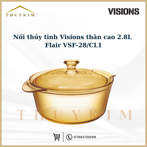 Nồi thủy tinh Visions thân cao 2.8 lít Flair VSF-28/CL1