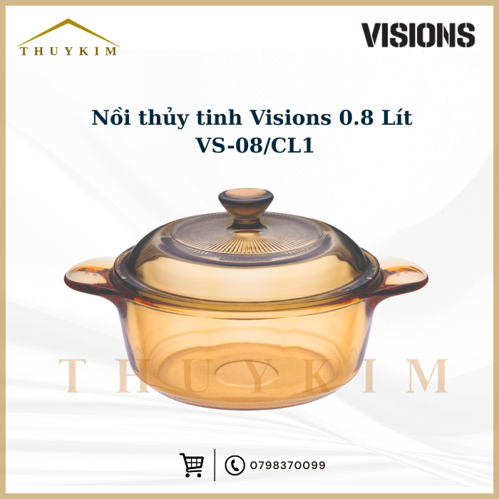Nồi thuỷ tinh Visions 0.8 Lít VS-08/CL1