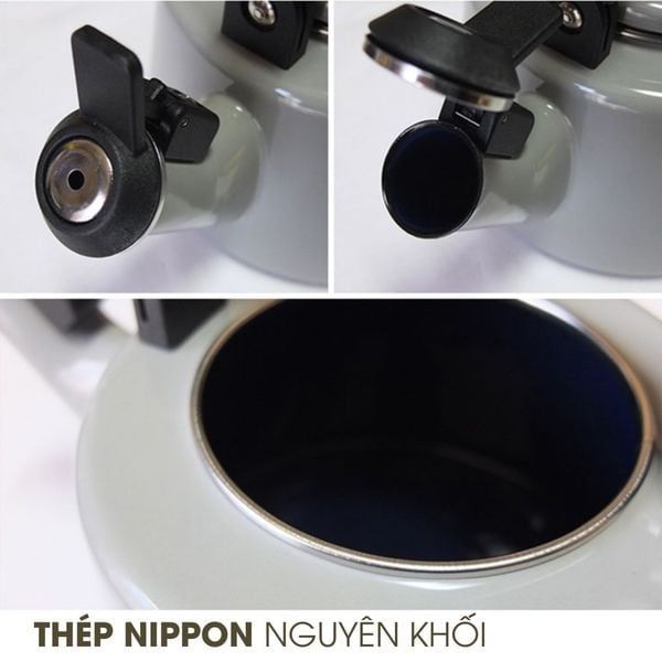 Nồi tráng men Fujihoro SYM-12, hoa văn đào hồng, nắp men, 1.8L