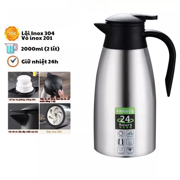 Bình ủ giữ nhiệt inox 304 dung tích 2 lít EUROPEAN