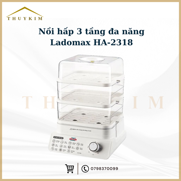 Nồi hấp 3 tầng đa năng Ladomax HA-2318