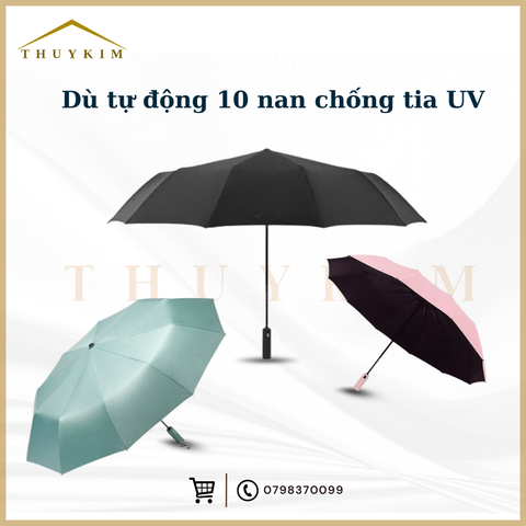 Dù tự động 10 nan cứng cáp, chống tia UV