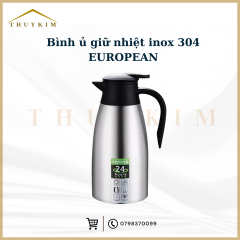 Bình ủ giữ nhiệt inox 304 dung tích 2 lít EUROPEAN