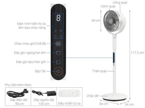 Quạt tuần hoàn Toshiba 7 cánh F-DSC50XVN(W) 24W