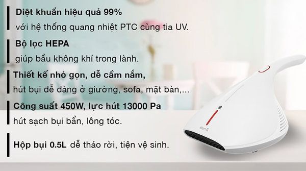 Máy hút bụi đệm giường DEERMA CM800