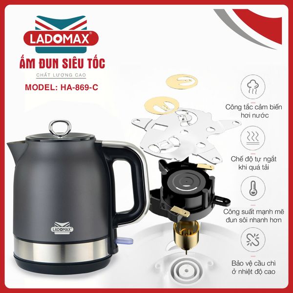 Ấm đun siêu tốc 1.8L Ladomax HA-869-Cơ