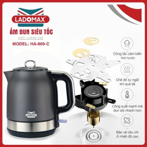 Ấm đun siêu tốc 1.8L Ladomax HA-869-Cơ