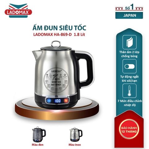 Ấm đun siêu tốc 1.8L Ladomax HA-869-Điện tử