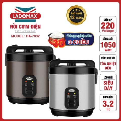 Nồi cơm điện nắp gài 3.2L Ladomax HA-7832 - công nghệ giữ ấm 3 chiều