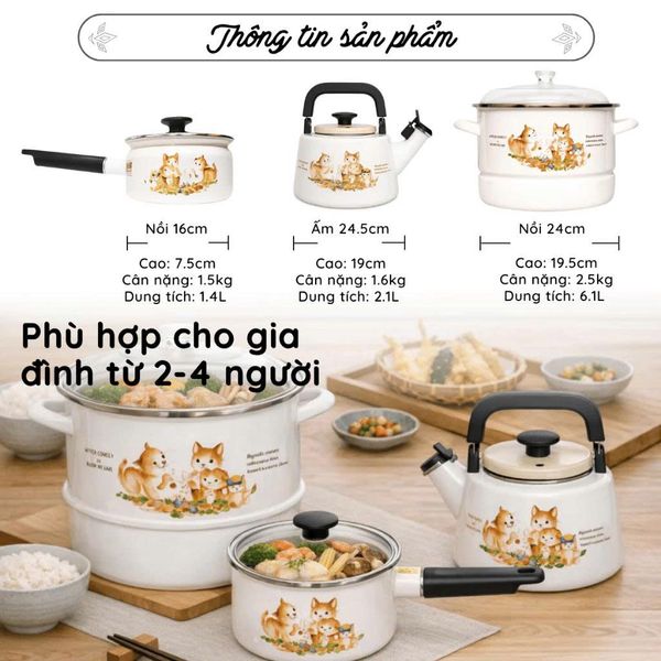 Nồi Hấp Thép Tráng Men Cao Cấp Nhật Bản Fujihoro KIT-24SM