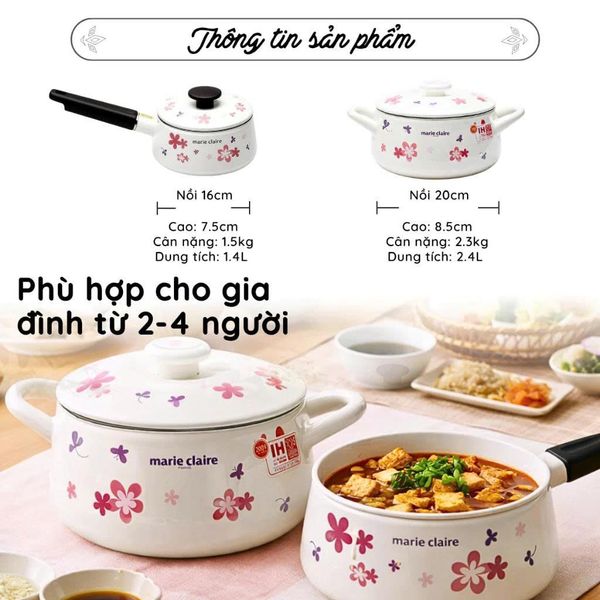 Nồi thép tráng men đáy từ Fujihoro MCPV-16S 16 cm/1.4L