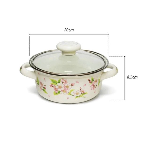 Nồi tráng men Fujihoro 1.8 lít SYM-12G, nắp kính