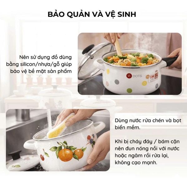 Nồi quánh thép tráng men Nhật Fujihoro EDVC-16S 16cm 1.8 lít