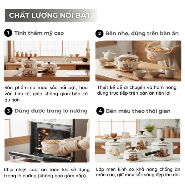 Nồi quánh thép tráng men Nhật Fujihoro EDVC-16S 16cm 1.8 lít