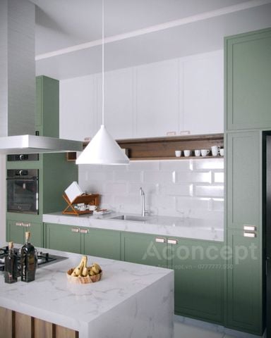 Tủ bếp A401 hiện đại chữ I